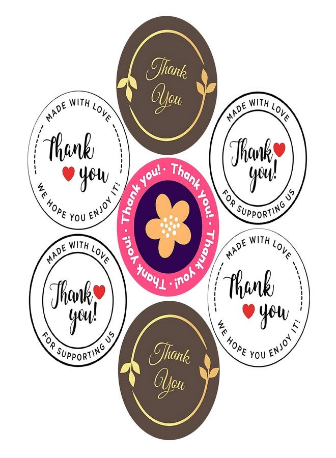 SLGIFT Vinyl Thank You Theme Sticker, Self-Adhesive Vinyl Stickers, 40 Pieces, 2 x 2 Inches Round Sticker, 4 Unique Designs, R124 - Image 1